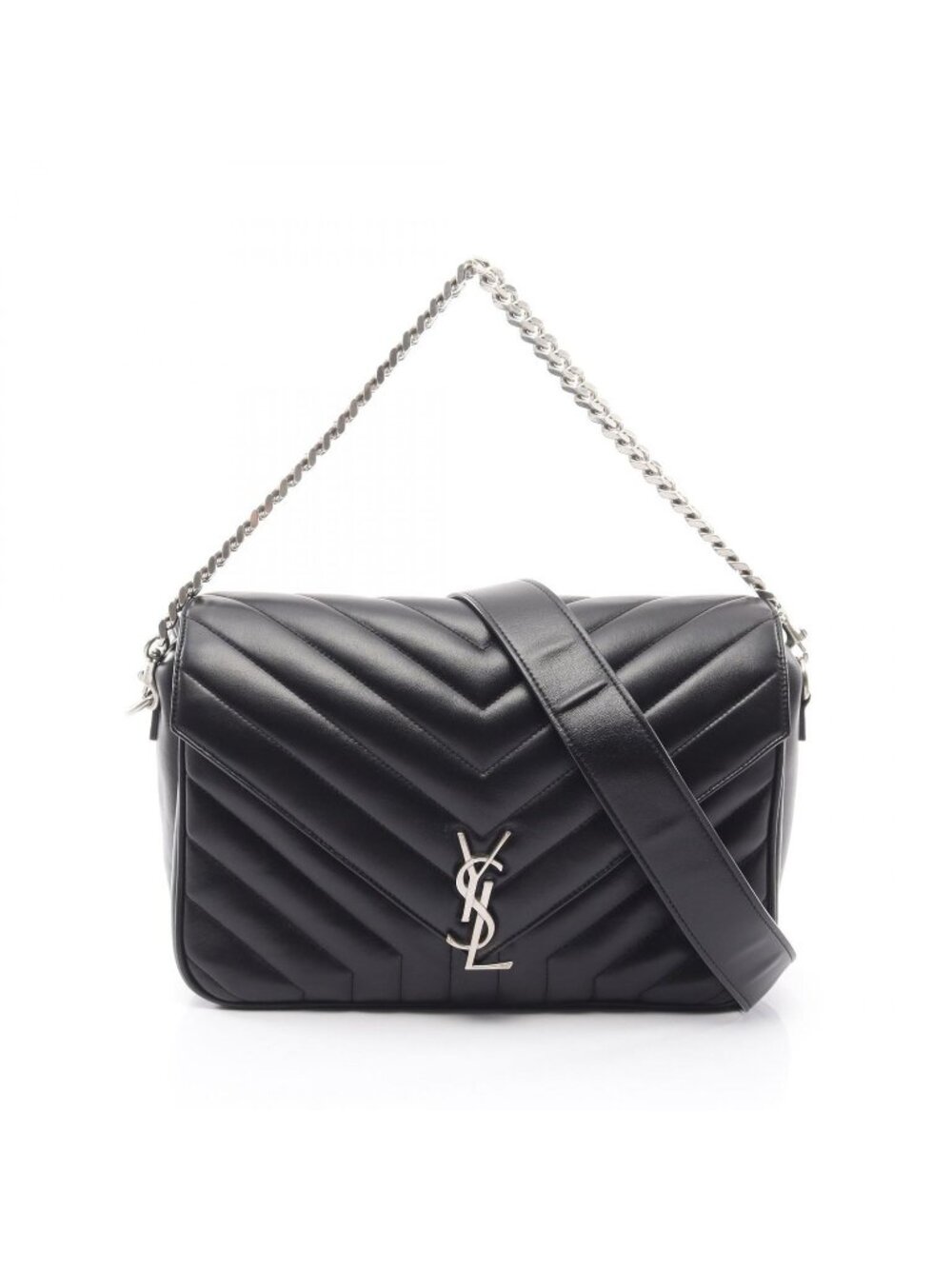 Saint Laurent Paris Cassandra 2-Way Black Leather Shoulder Bag